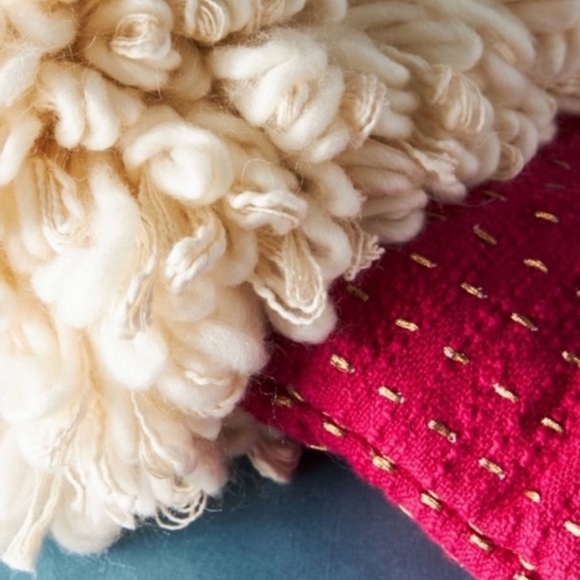 Faux Fur Blue Kantha stitch stocking - Picture 6 of 9